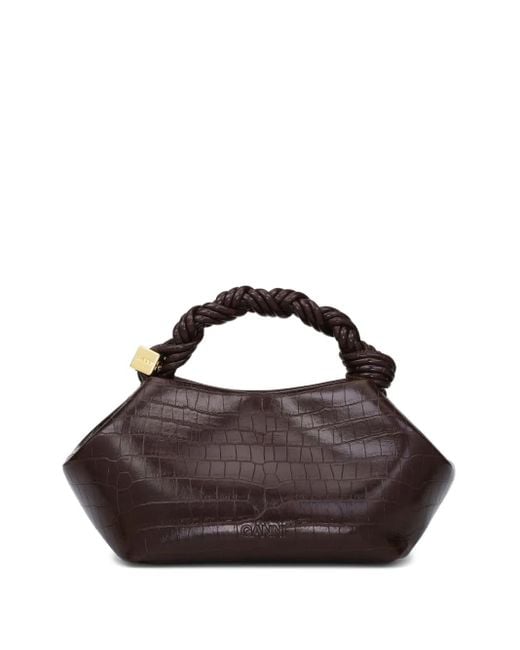 Ganni Brown Mini Bou Tote Bag
