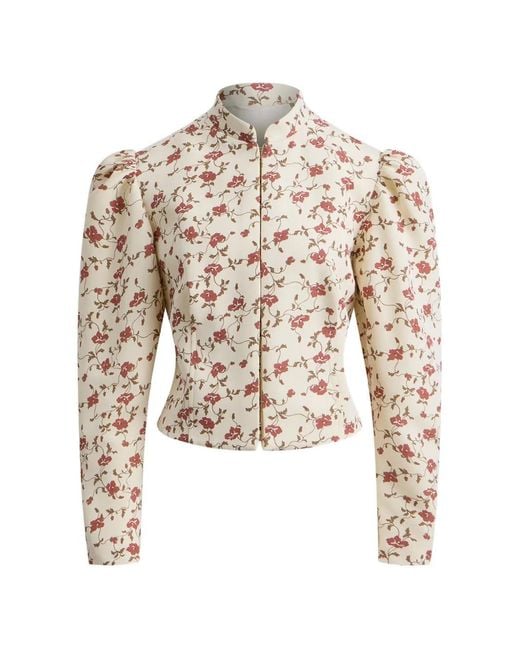 12 STOREEZ White Nastenka Floral-Print Jacket
