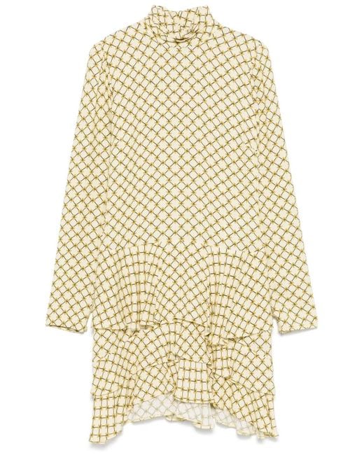Elisabetta Franchi Natural Monogram-Print Midi Dress