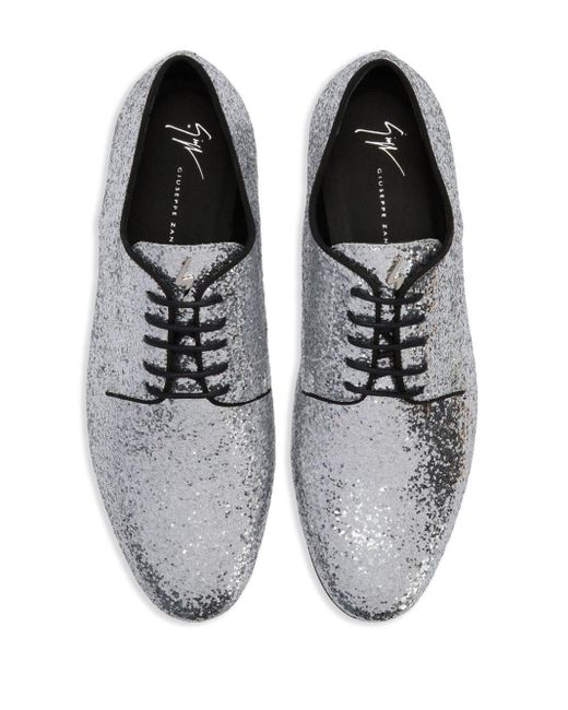 Giuseppe Zanotti White Metallic-effect Lace-up Leather Loafers for men