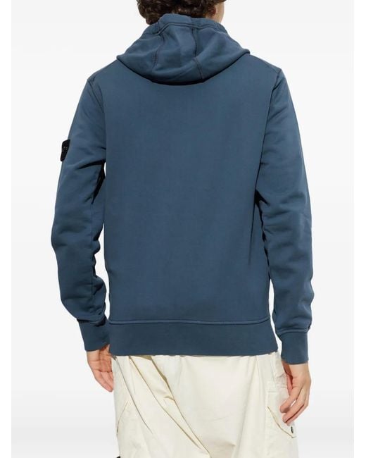 Stone Island Blue Logo-Patch Hoodie for men
