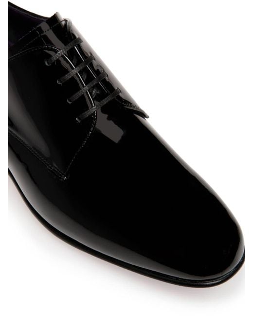 Bally Black Almond-toe Patent-finish Derby Shoes for men