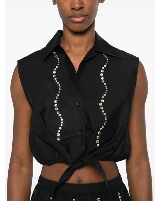 Sandro ビジュートリム トップ Black