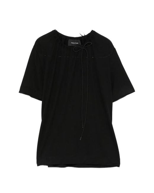 Simone Rocha Black Bow-Detail T-Shirt