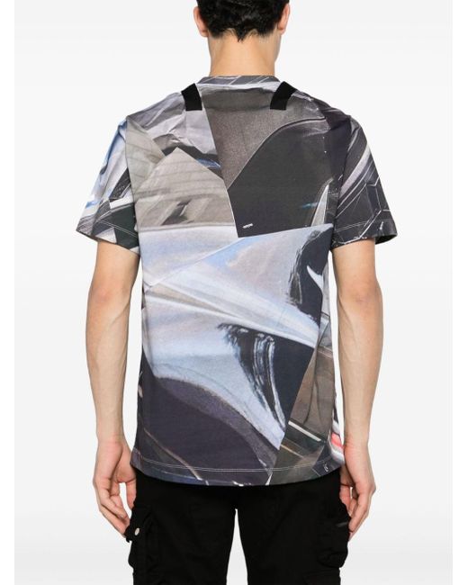 T-shirt en coton à imprimé abstrait Helmut Lang en coloris Gray