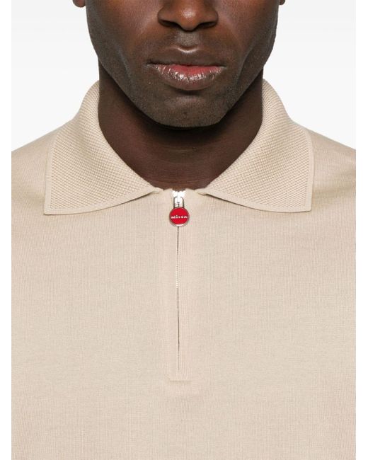Kiton Natural Zip-fastening Knitted Polo Shirt for men