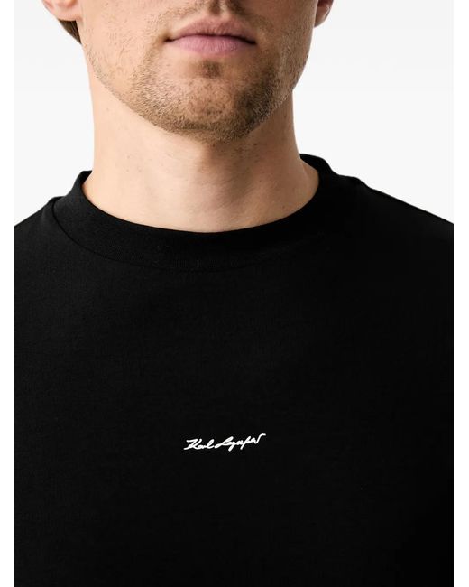 Karl Lagerfeld Black Logo-Print T-Shirt for men