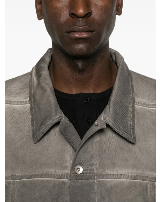 Rick Owens Gray Button-Up Denim Jacket for men