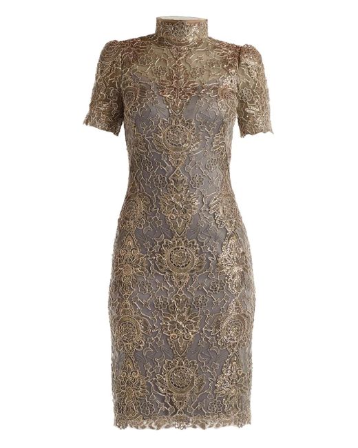 Tadashi Shoji Natural Sequin Floral Dress