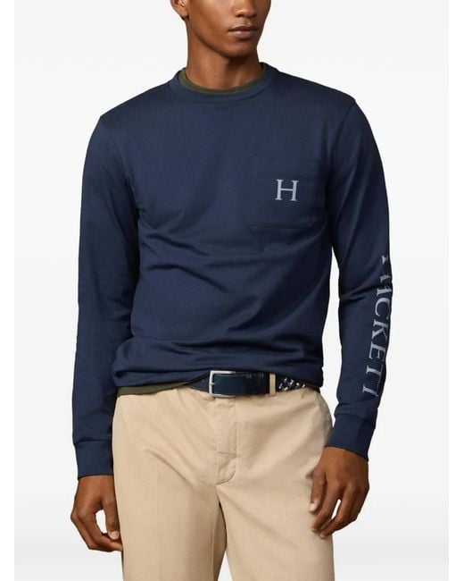 Hackett Blue Heritage Peaks Logo-Print T-Shirt for men