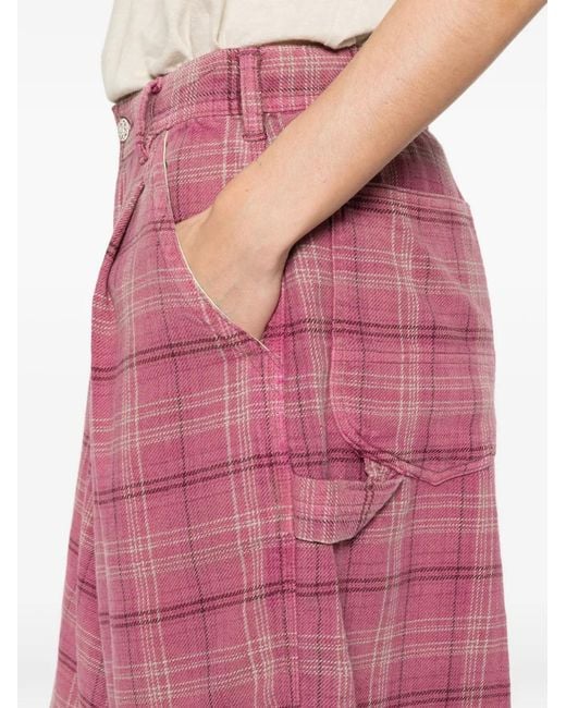 R13 Pink Jesse Checked Shorts