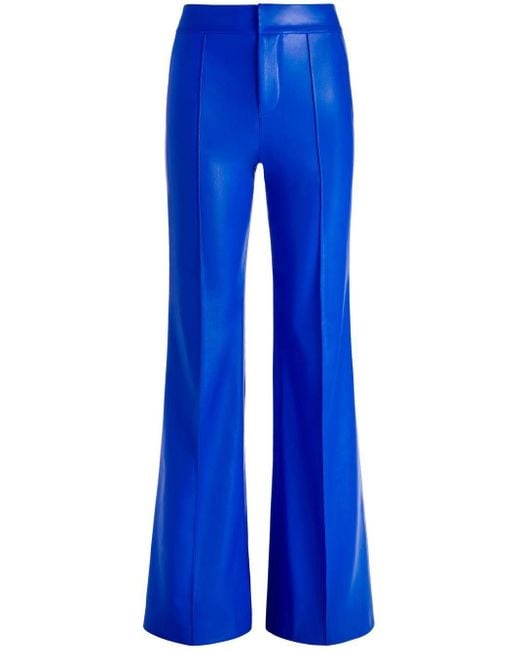 Alice + Olivia Blue Dylan Faux-leather Flared Pants