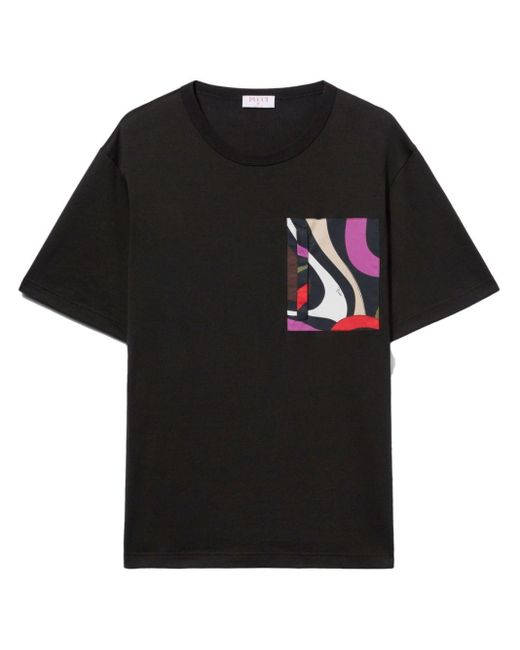 Emilio Pucci Black Marmo-print Cotton T-shirt for men