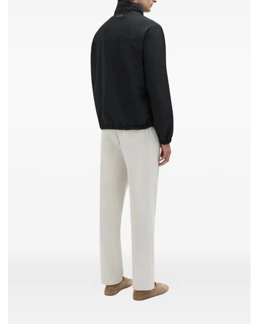 Agnona Black Zip Nylon Caban Jacket for men
