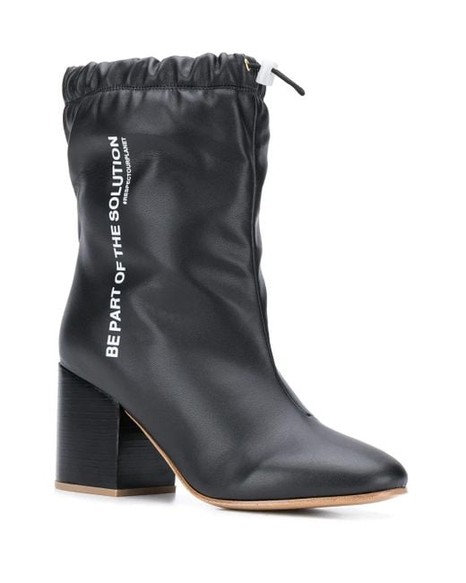 F_WD Black Drawstring Ankle Boots