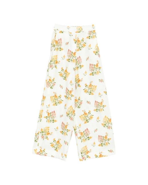 Agua Bendita White Tota Cordillera Floral Palazzo Pants