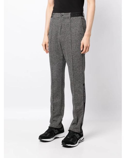 MASTER BUNNY EDITION Gray Logo-Patch Jacquard Checked Pants for men