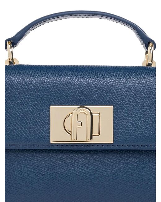 Furla Blue Mini 1927 Metal-Logo Tote Bag