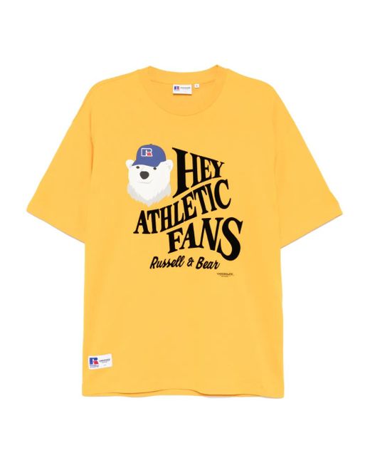 Chocoolate Yellow X Russell Athletic Graphic-Print T-Shirt for men