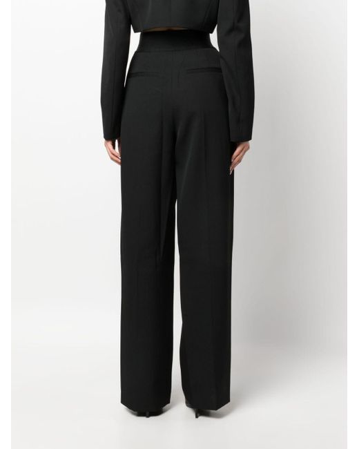 Alexander Wang Black Pleated Wool Tailored Trousers