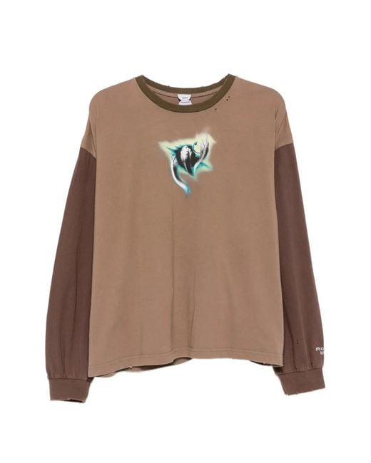 Protocol Index Brown Graphic-Print Long-Sleeve T-Shirt