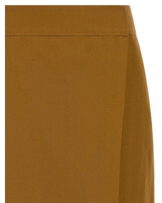 Alberto Biani Natural Wrap Asymmetric-Closure Midi Skirt