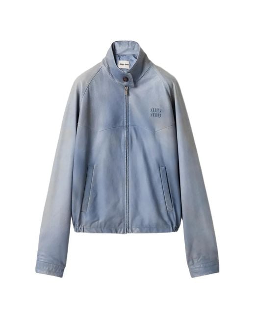Miu Miu Blue Nappa-Leather Jacket