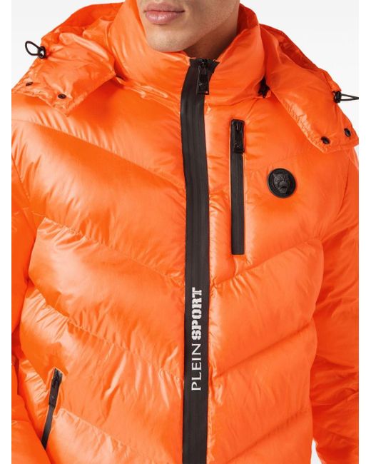 Philipp Plein Orange Logo-patch Puffer Jacket for men