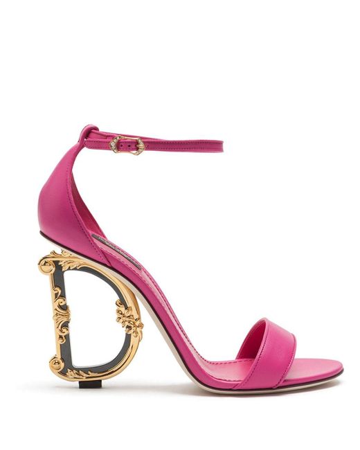 Dolce & Gabbana Baroque Dg 105mm Leather Sandals in Pink | Lyst