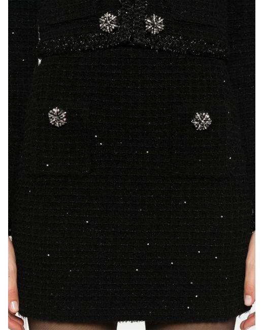 Self-Portrait Black Tweed Mini Skirt