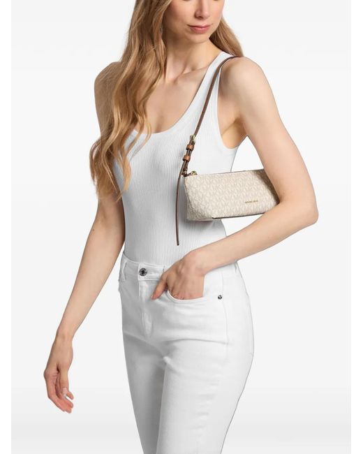 Michael Kors White Laila Small Signature Logo Pochette
