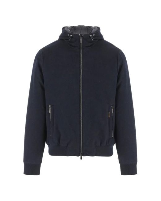 Moorer Blue Hooded Zip-Up Jacket for men