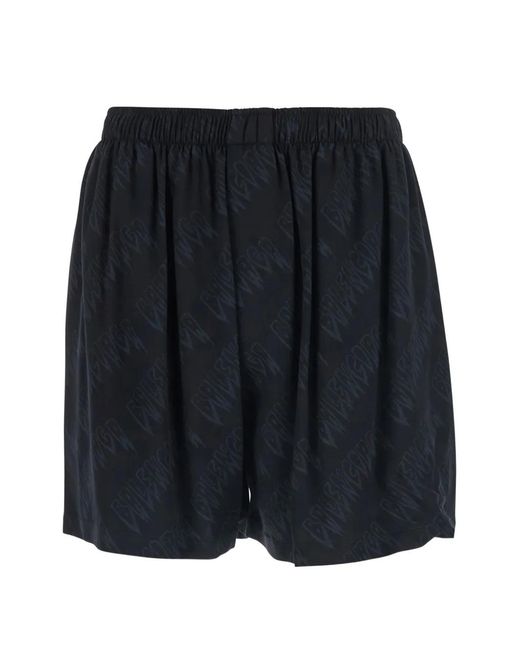 Balenciaga Blue Logo-Print Track Shorts for men