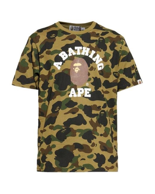 A Bathing Ape Green Camouflage-Print T-Shirt for men