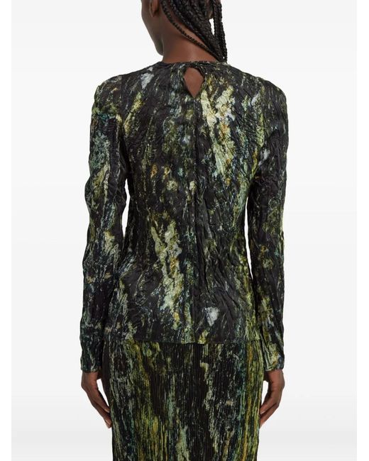 Roberto Cavalli Green Print Long-Sleeve Top