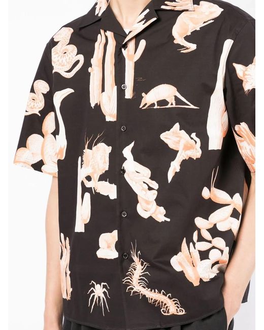 Neil Barrett Black Graphic-Print Short-Sleeve Shirt for men