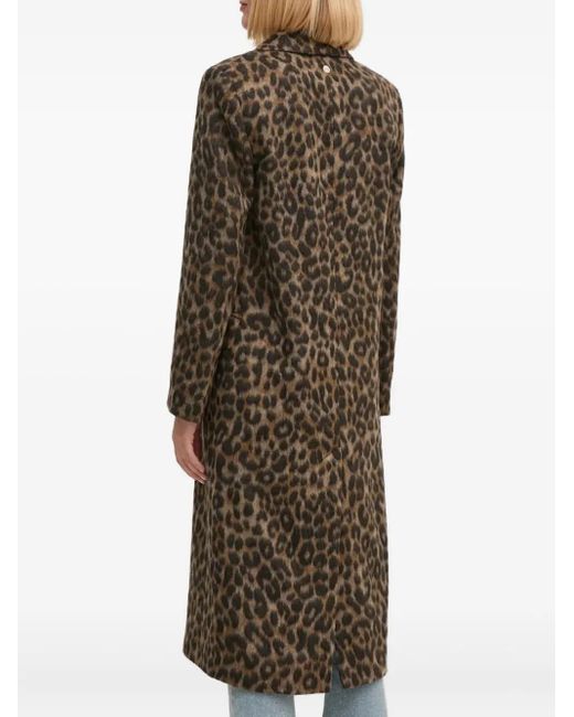 Joop! Brown Leopard-Print Notched-Lapel Coat