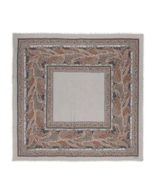 Saint Laurent Gray Paisley-Motif Cashmere Scarf
