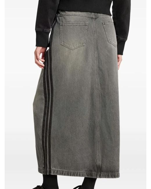 Adidas Gray Adicolor 3-Stripes Denim Maxi Skirt