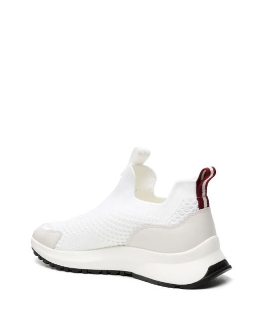 Bally White Outline Logo-Patch Sneakers for men