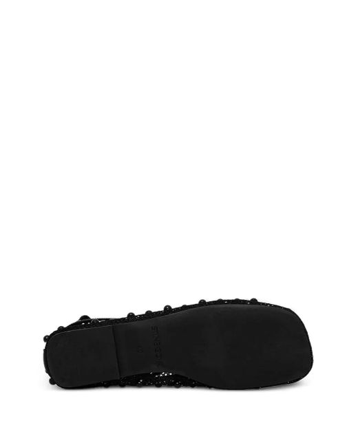 Stine Goya Black Bead-Embellished Mesh Ballet Flats