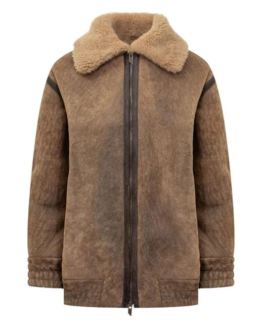 Shearling-collar coat Salvatore Santoro de color Brown