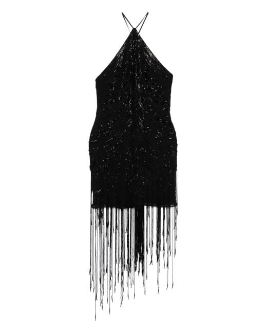 Amen Black Fringed Halterneck Dress