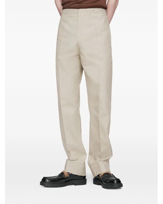 Maison Margiela Natural Creased Cotton Silk Trousers for men