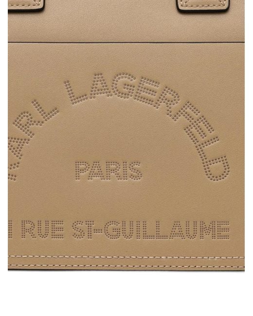 Karl Lagerfeld Natural Perforated Logo-Strap Tote Bag