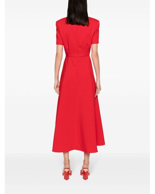 Roland Mouret Red A-line Crepe Midi Dress