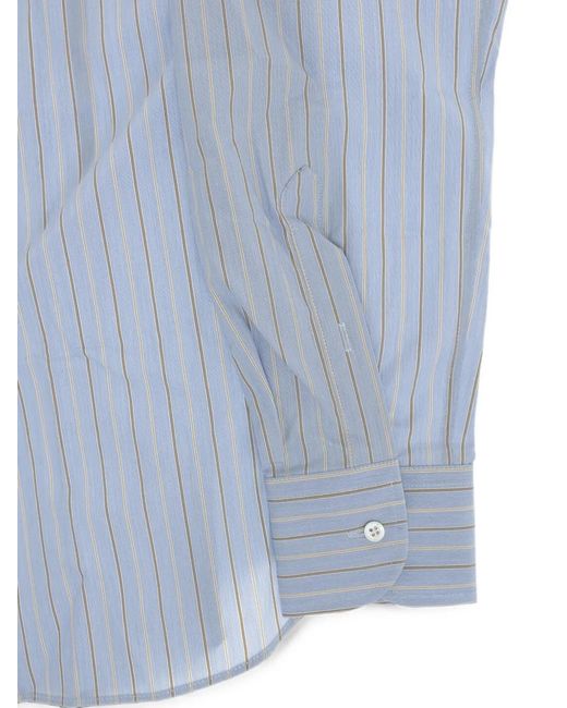 Corneliani Blue Striped French-Collar Shirt for men