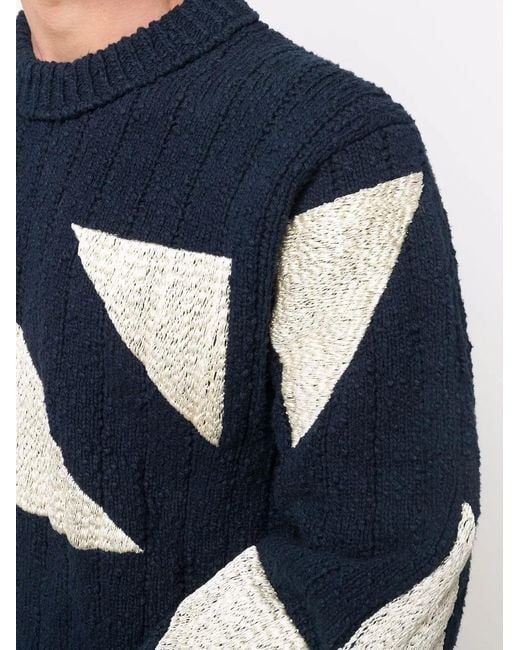 OAMC Blue Geometric Crew-Neck Jumper for men