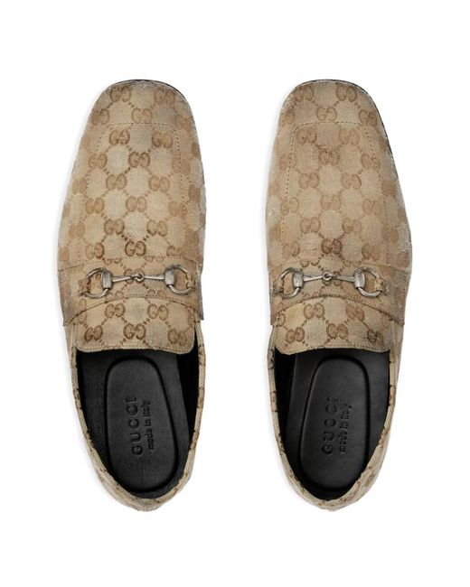 Gucci メンズ ホワイト Gg ホースビット ローファー 【公式通販】