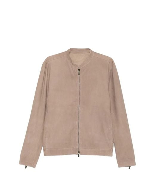 Salvatore Santoro Natural Zip Collarless Jacket for men